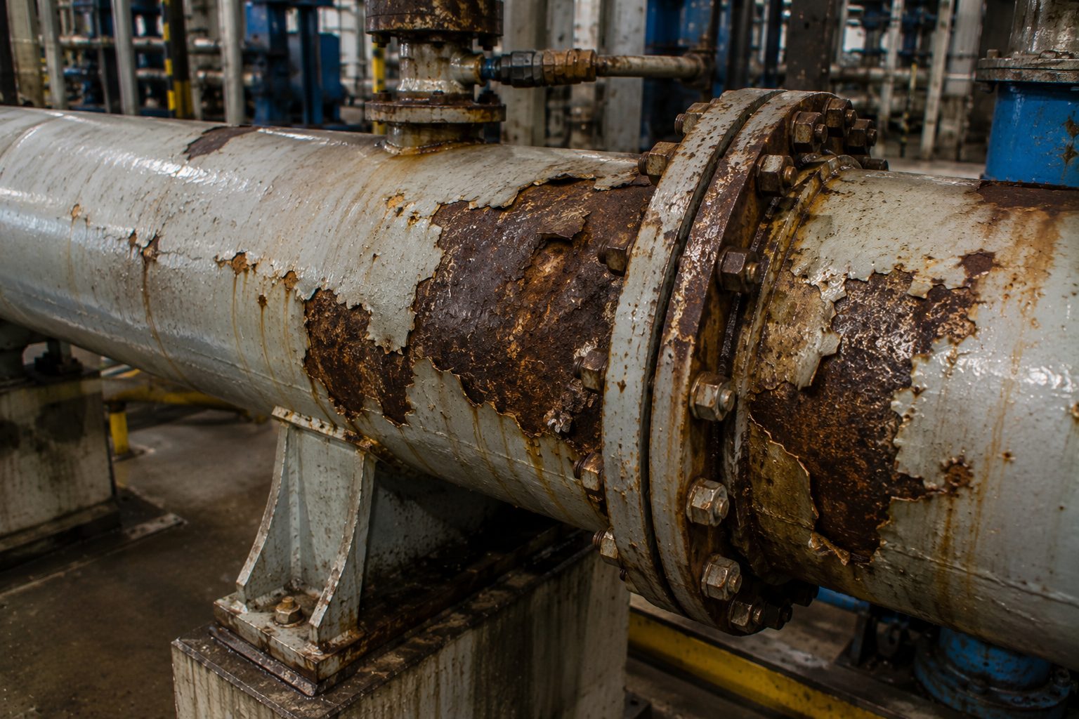 Localized corrosion on industrial piping