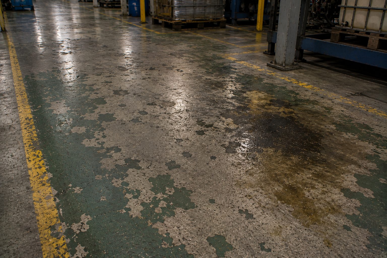 Worn industrial floor surface