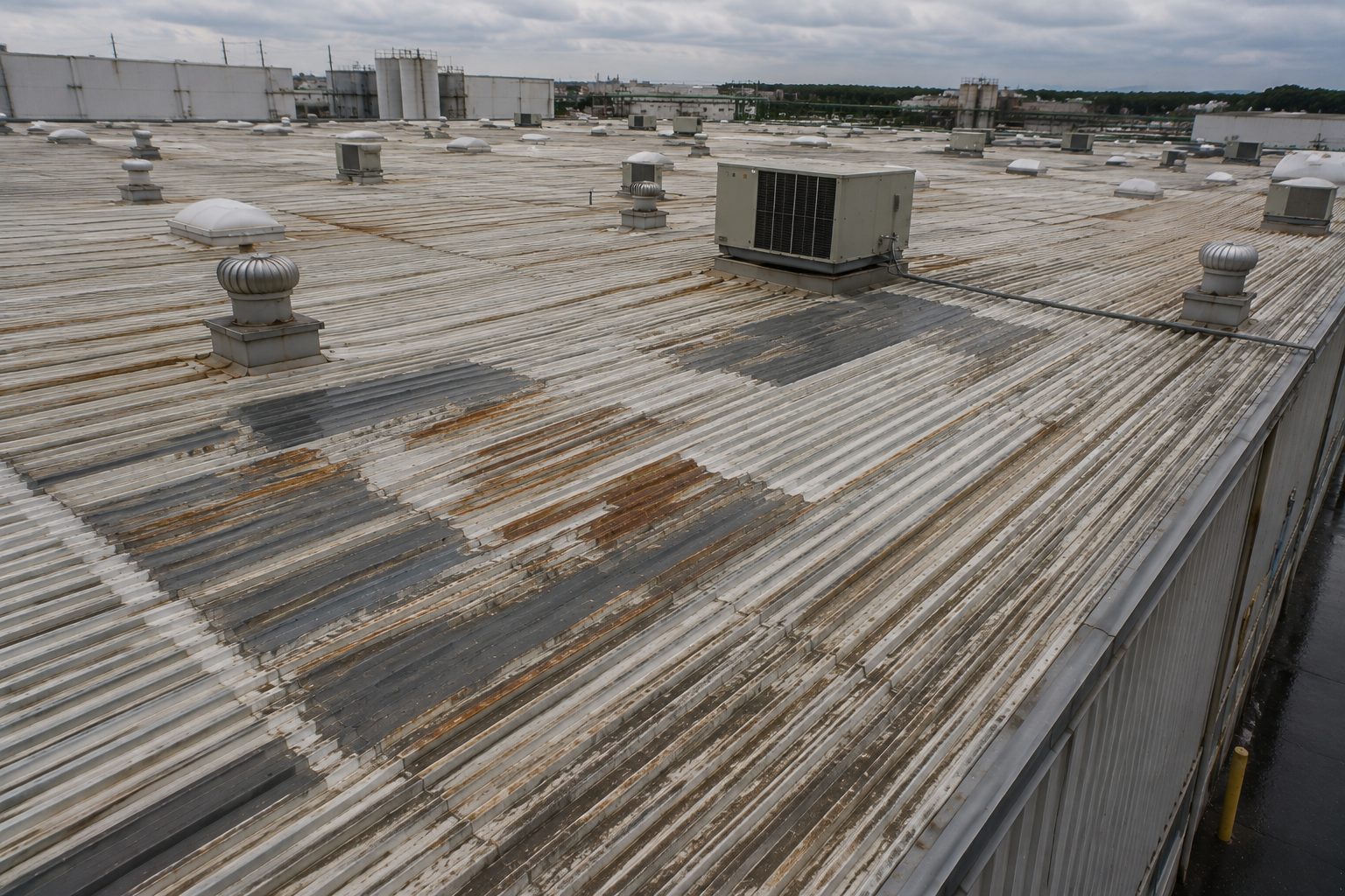 Weathered industrial roofing system
